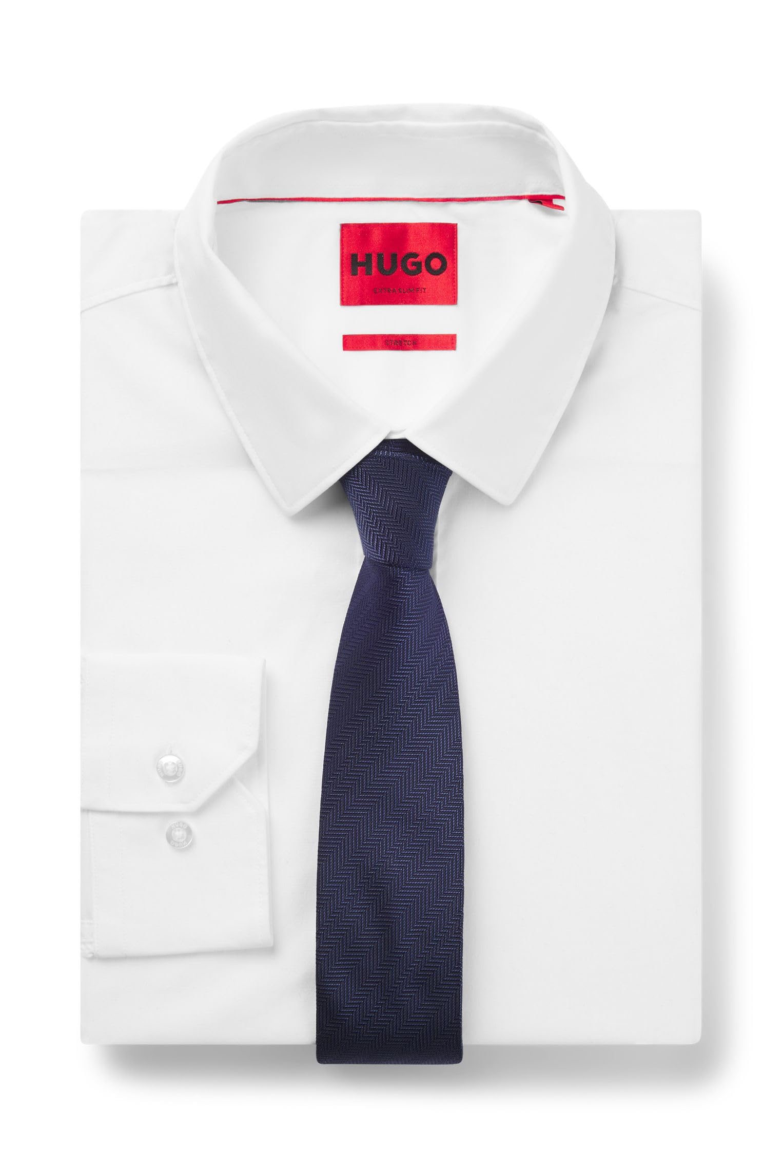 HUGO Herren Tie cm 6 Krawatte aus Seide mit Jacquard-Web-Dessin Dunkelblau Stck