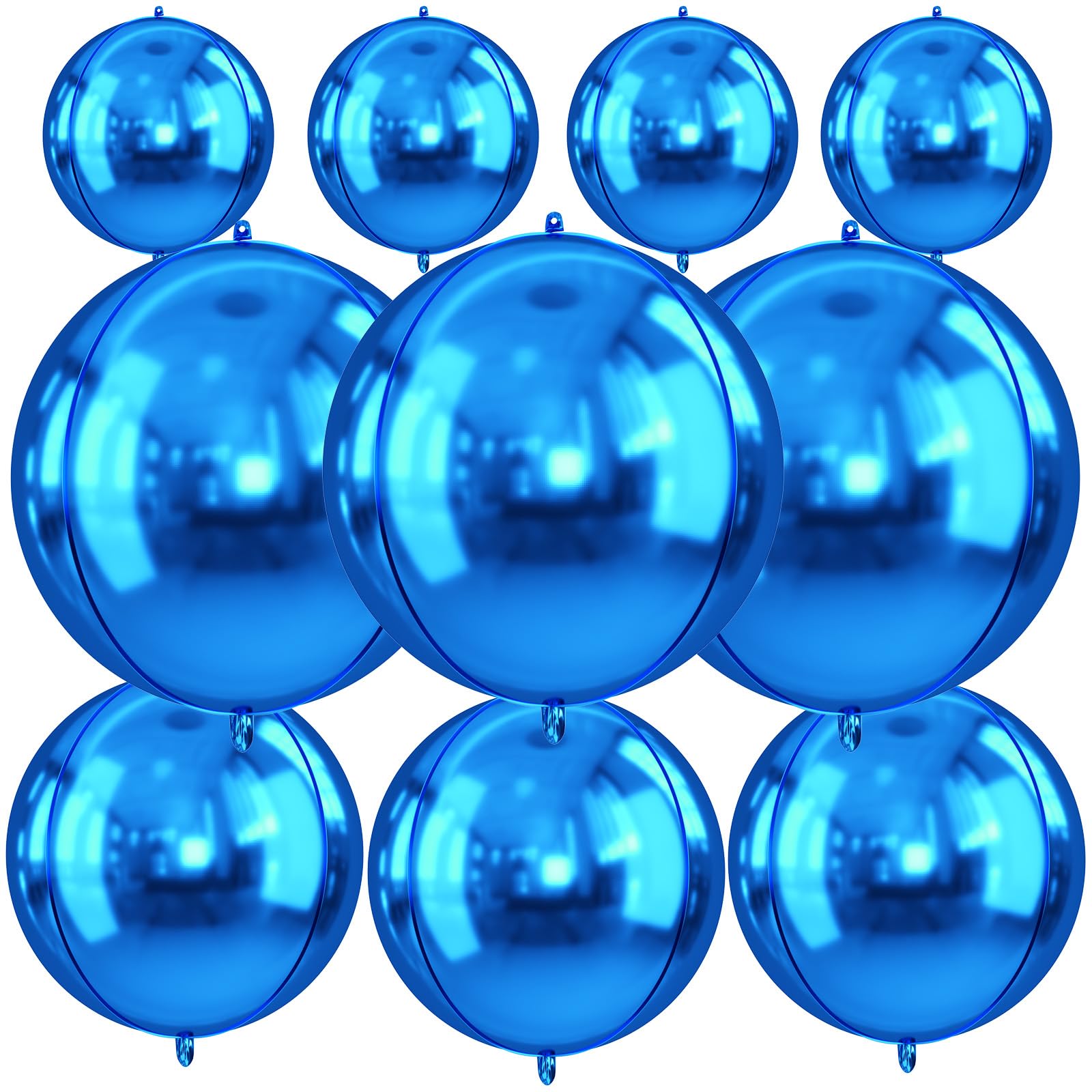 10Pcs Blue Round Foil Balloons, 22" 18" 15" 4D Helium Sphere Balloon, Metallic Light Blue Foil Baloon for Graduation Birthday Wedding New Year 2026 Disco Anniversary Party Decorations — image 1