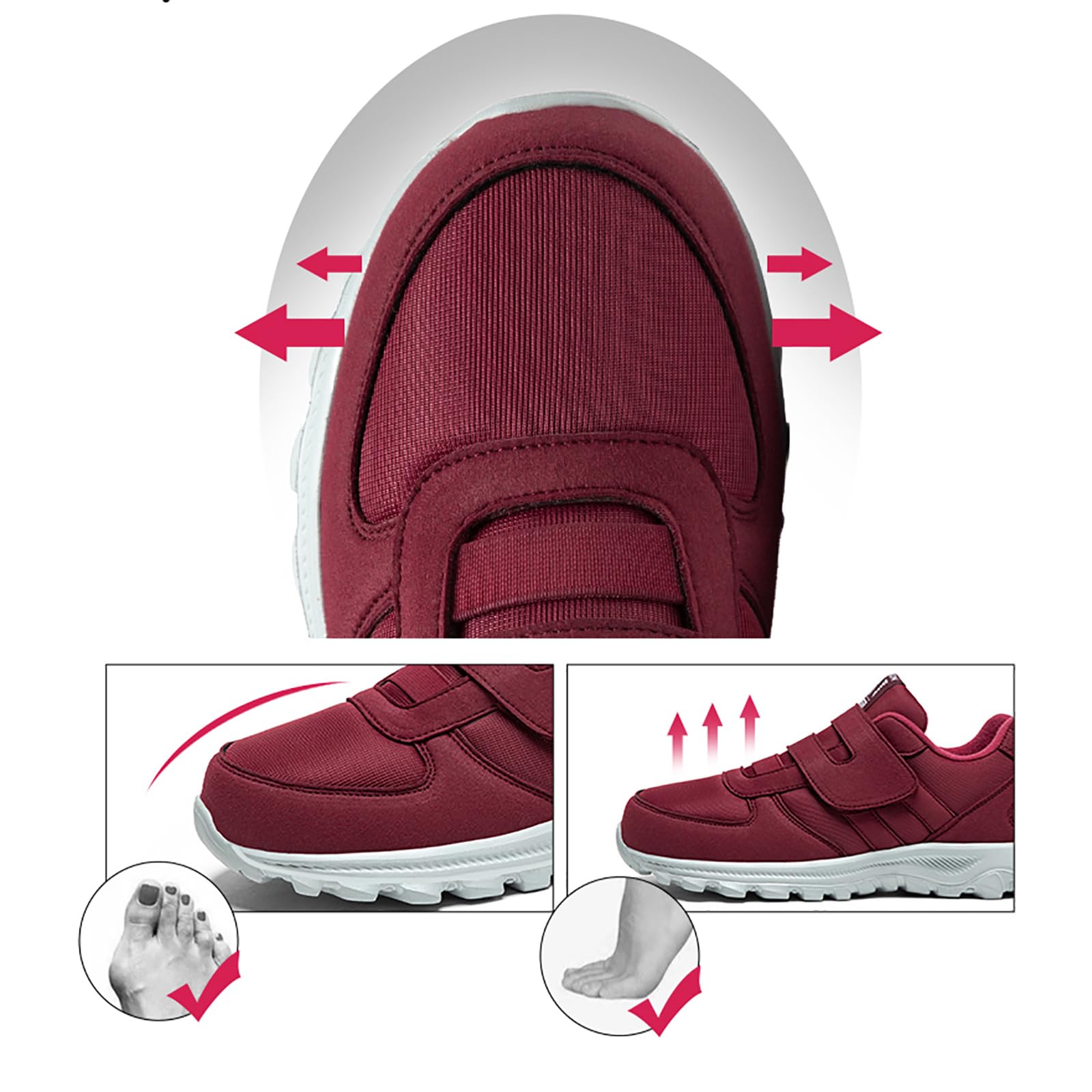 Diabetiker Schuhe Damen Extra Weit Klettverschluss Orthopädische Gesundheitsschuhe Herren rutschfeste Atmungsaktiv Freizeitschuhe Senioren Walkingschuhe für Geschwollene Füße