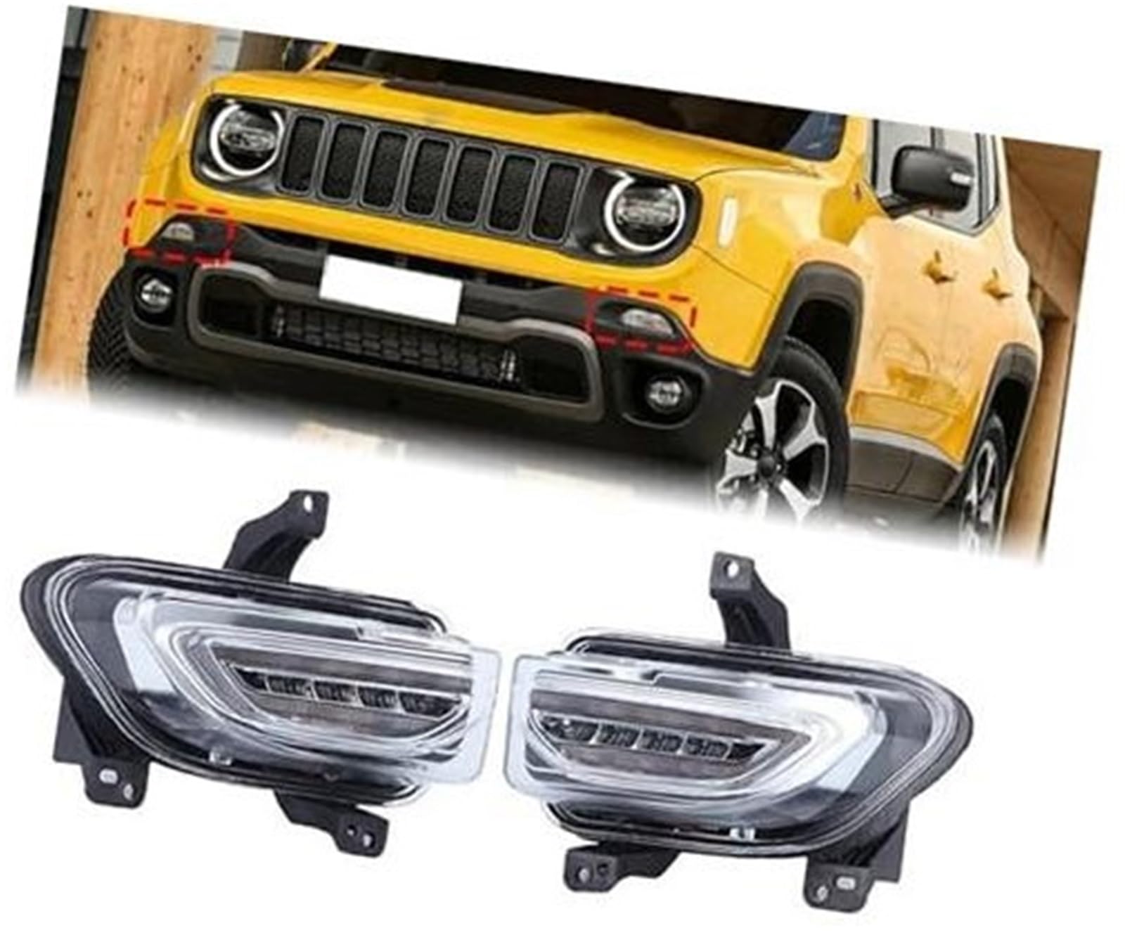Kierunkowskaz samochodowy zderzak przedni LED DRL zespół świateł dziennych z kierunkowskazem lampa przeciwmgielna do jazdy, dla jeepa, dla Renegade 2015-2018 Światło kierunkowskazu samochodowe