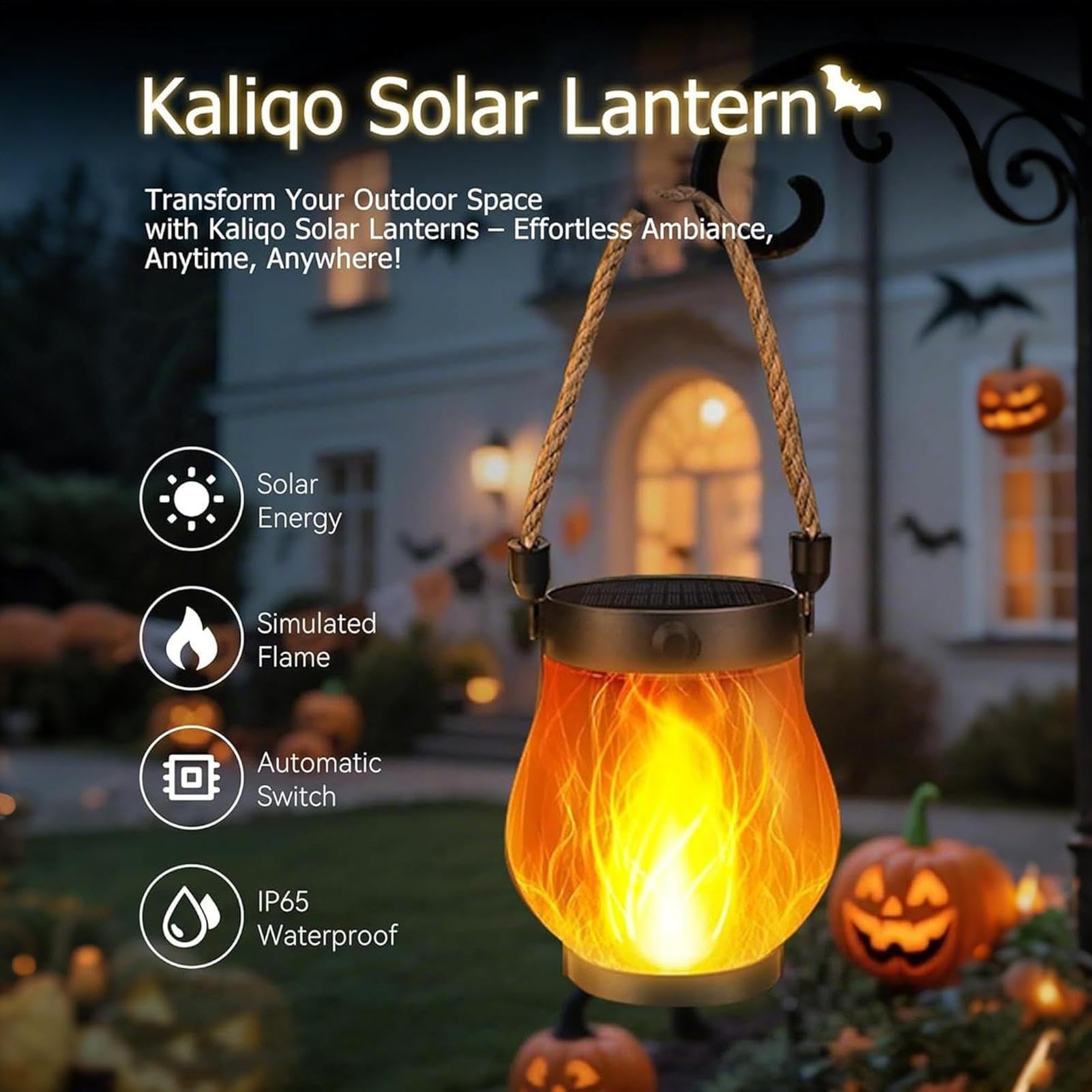 Linternas Solares - Solars Linterna Exterior | Luces Colgantes Auto | De Jardín Impermeables | Flammering Flame Hangable Gardens Lámpara Para Árbol Ramas Patio Porch Yard Pergola Hauted Ho