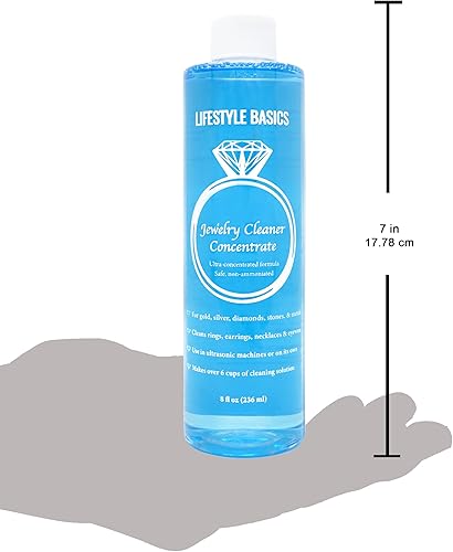 Miniatura 5 de Solución limpiadora de joyas concentrado líquido de 8 onzas Limpia anillos, aretes, collares, gafas Seguro para diamantes, oro, plata, piedras
