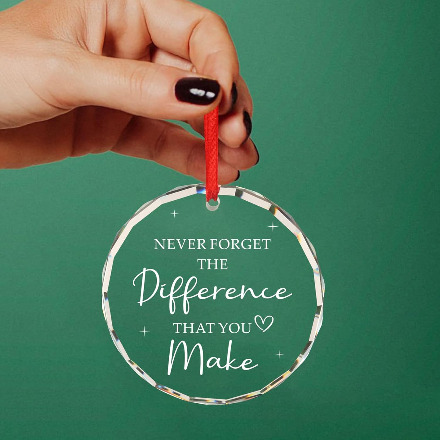 Never Forget The Difference That You Make Appreciation Thank You Gifts for Women Retirement Farewell Leaving Congratulations Gifts for Coworker Boss Teacher Nurse Christmas Glass Round Ornament - Image 5