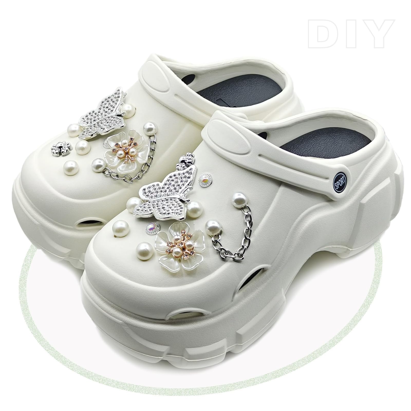 Solaud Donna Piattaforma Zoccoli Moda Accessori Decorativi Morbidi Comodi Leggeri Antiscivolo Spessa Aumentano l'altezza Modello Slip-on Spiaggia Piscina Giardino Sandali