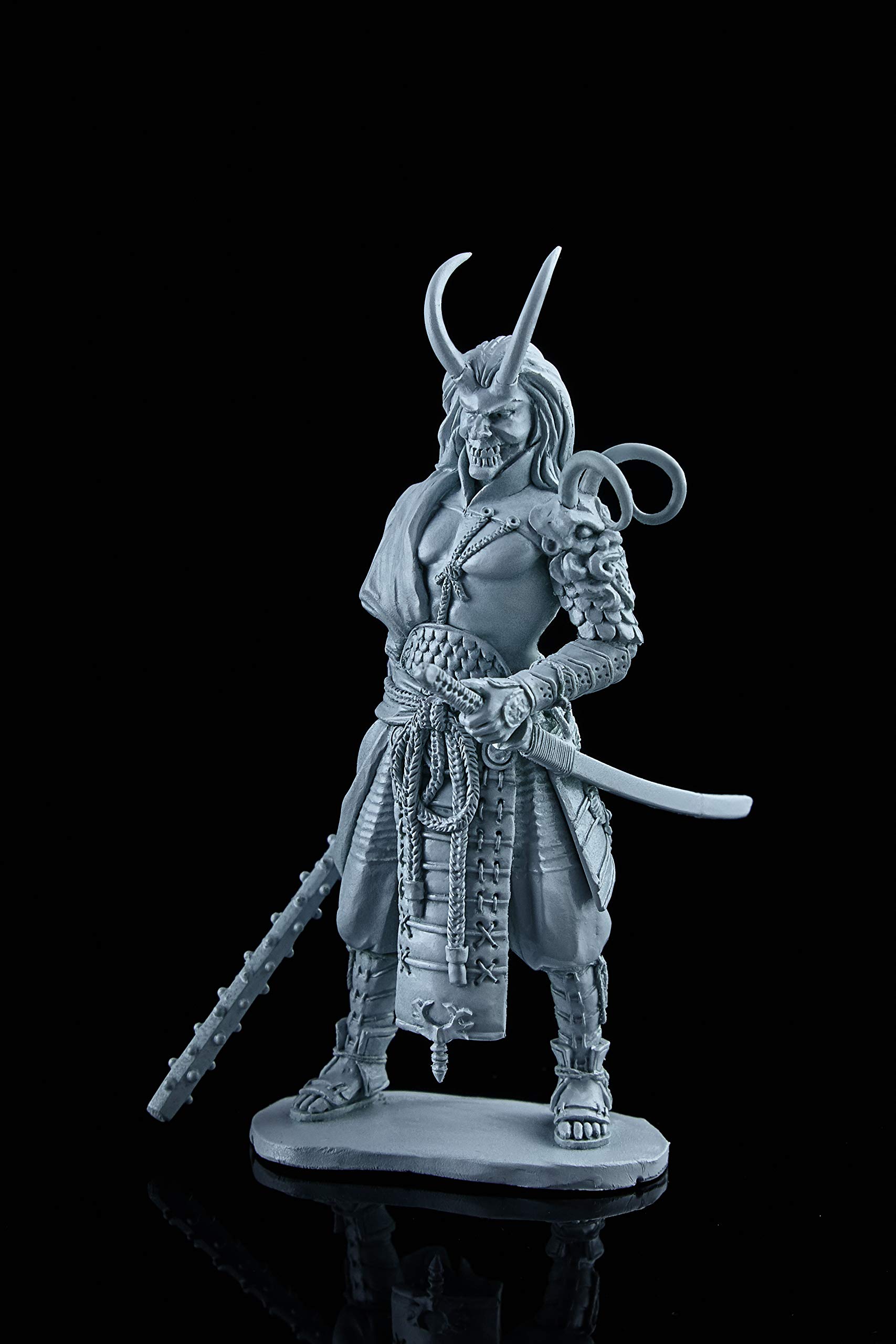 Demon Oni Unpainted - Miniature Collection Resin Plastic in Scale 1:24 (75mm or 3 inches) - Home Collectible Figurines - for Assemble Figure and Paint it Yourself, Rk-028