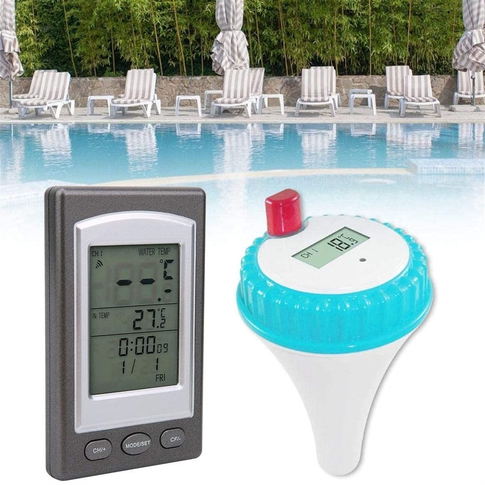 Thermomètre de la Piscine, Thermomètre floteux sans Fil Thermomètre de température de l'eau pour la Piscine, Spa, Baignoire, Bain à remous, Aquarium, étang