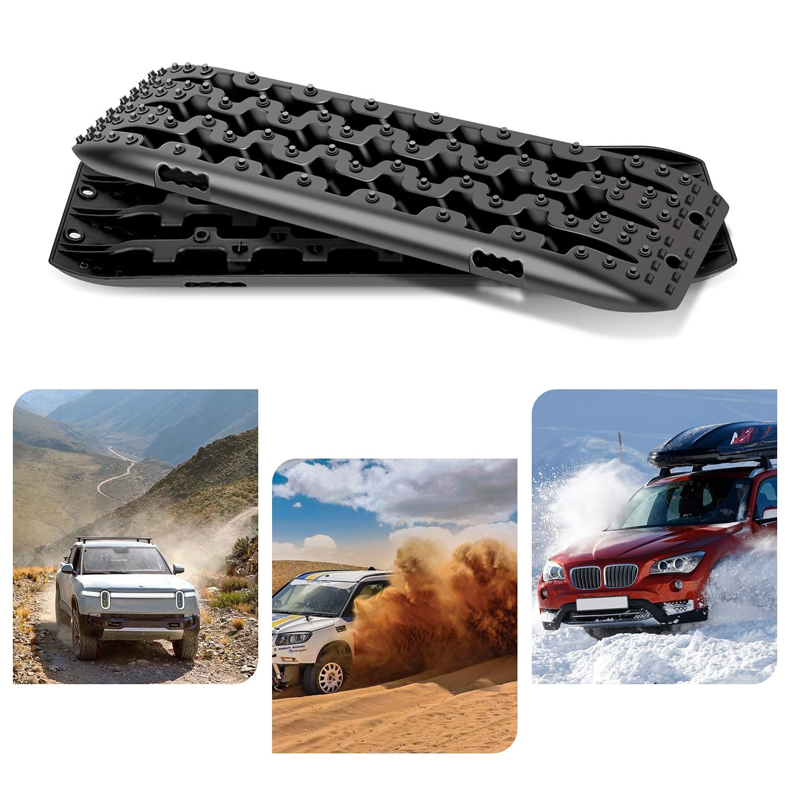 Ejoyous Recovery Board 2 Pezzi 4x4 Traction Piste Emergenza Tappetino Trazione per Pneumatici Sabbia Neve Fango