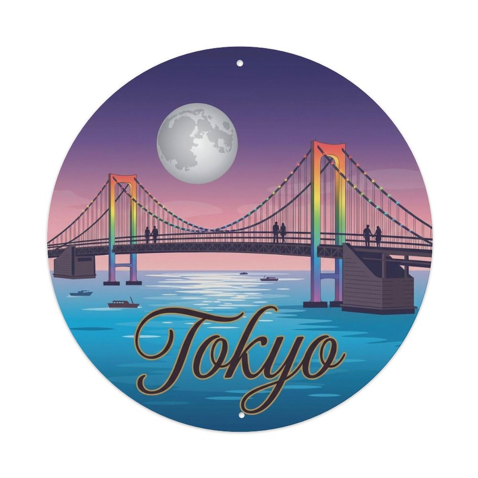 Yrnq 8X8inch Vintage Style Vintage Travel Tokyo Japan Romance Metal Tin Sign
