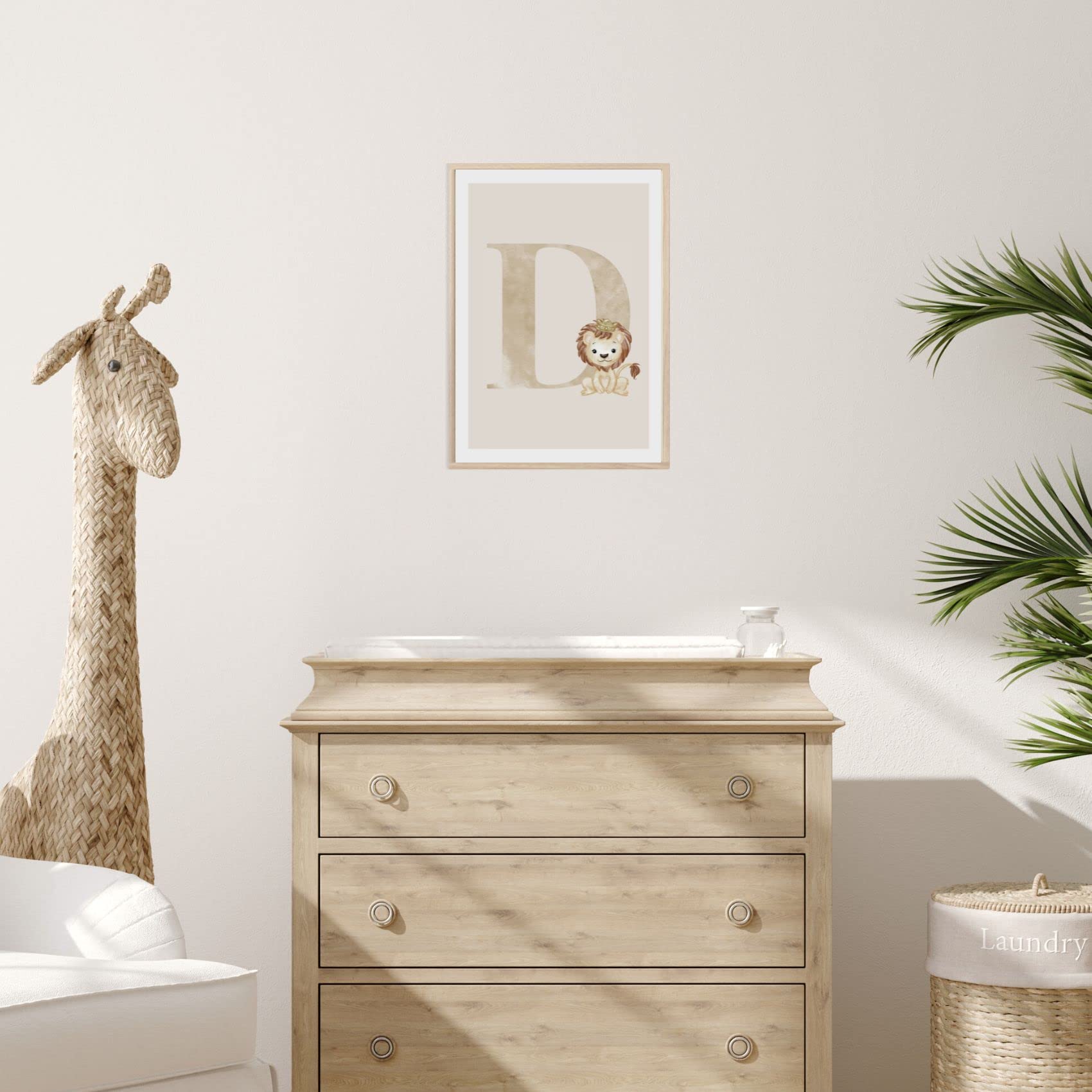 MeinBaby123® Letterposter DIN A4, kinderkamer meisje en jongen | babykamer decoratie | afbeeldingen kinderkamer | cadeau-ideeën voor de geboorte | geboorteposter | beginletter poster B (leeuw - B