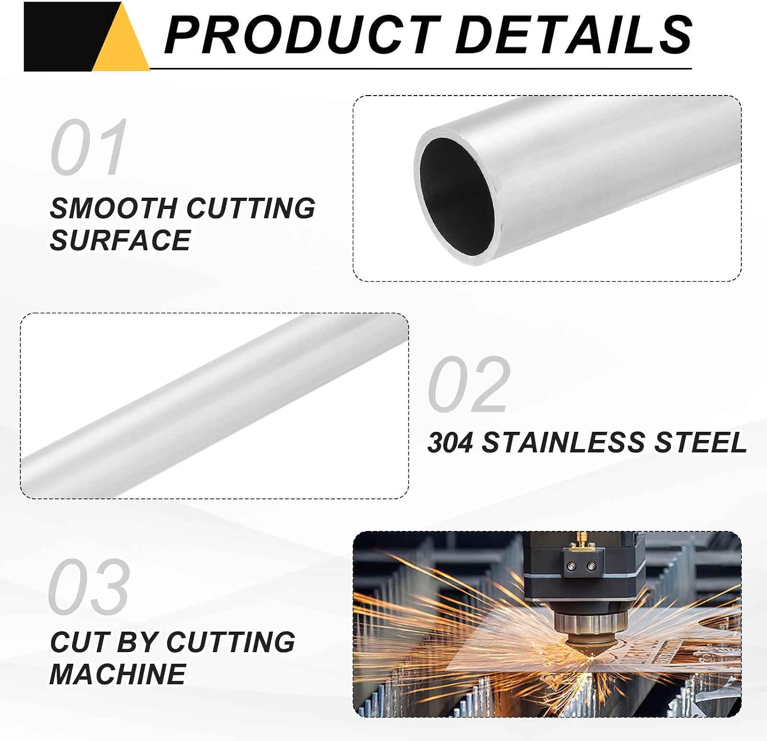 MECCANIXITY 2 PCS 304 Stainless Steel Tubing, 25mm OD 1.5mm Wall Thickness 254mm Long Round Metal Pipe Steel Tube for Industrial Machinery Home Decoration DIY Crafts Model