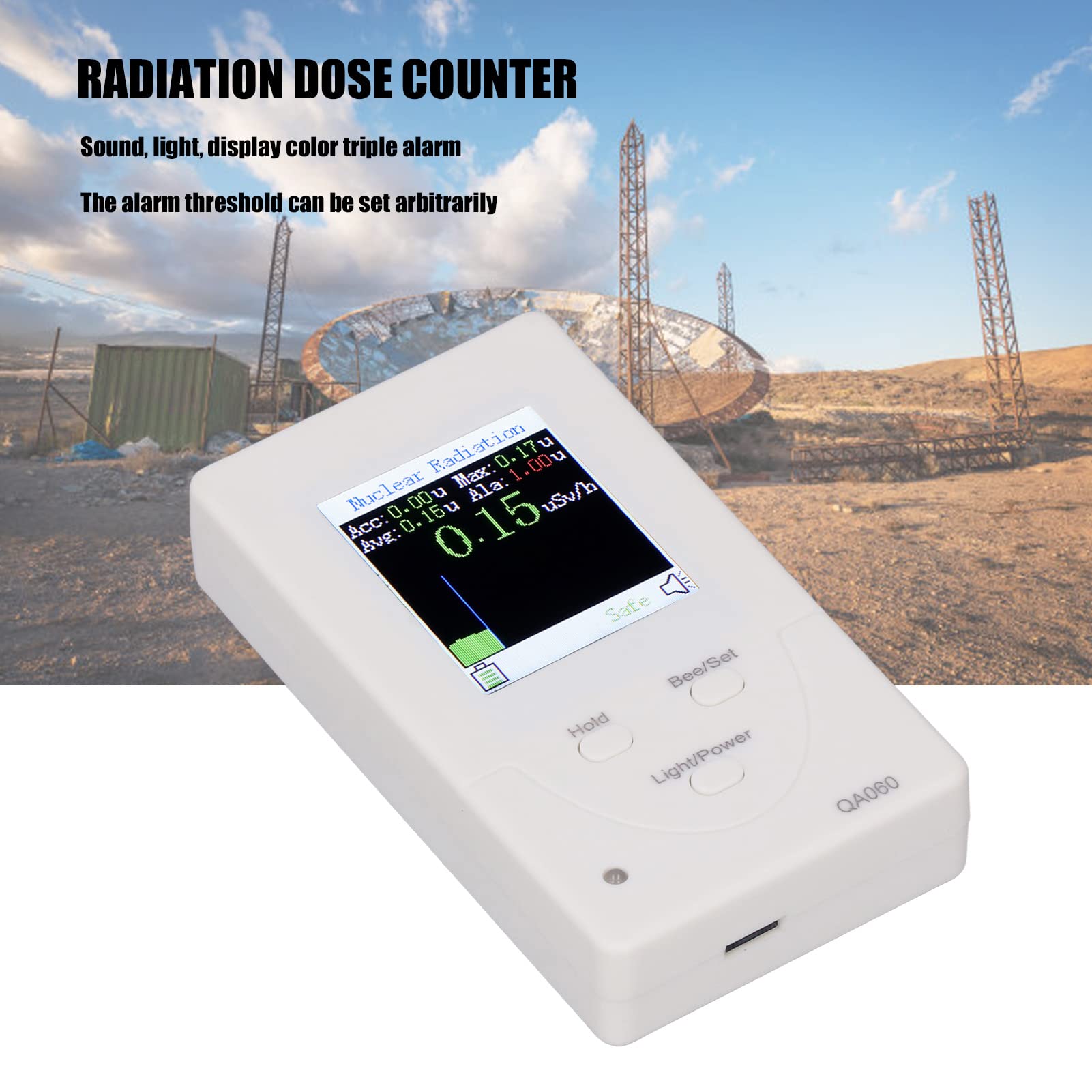 Tyenaza Contatore Geiger, Rilevatore di Radiazioni Nucleari Portatile, Dosimetro, Ricarica USB, Contatore di Dosi di Radiazioni Portatile con Batteria
