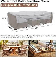 Vista 2 de Mrrihand Funda para Juego de Muebles de Patio Impermeable, Funda para Juego de Sofá Seccional de Exterior de Servicio Pesado 600D Funda para Juego
