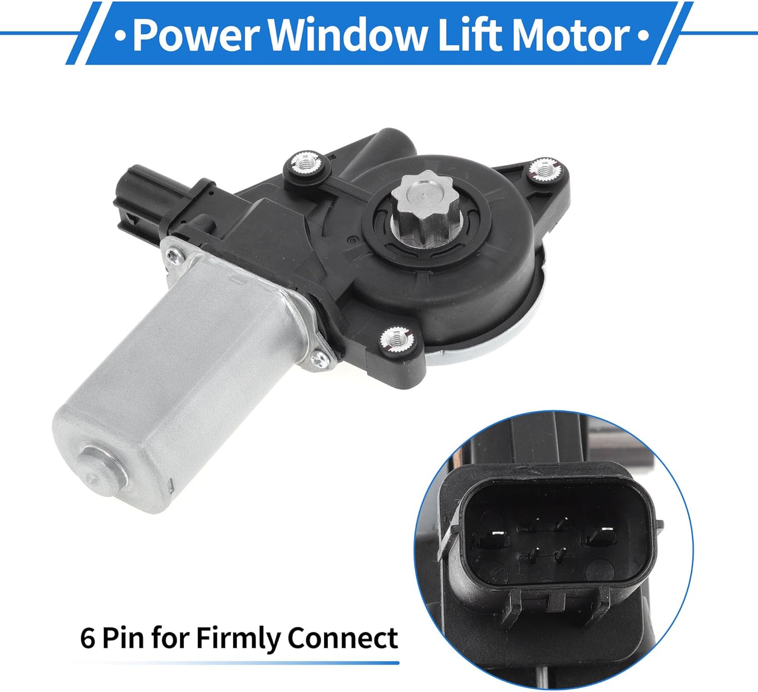 Front Left Driver Side Power Window Regulator Lift Motor for Honda Pilot 2009-2015 No.742971/72250STKA01/72250SZAA02 6 Pin Car Window Glass Lift Motor