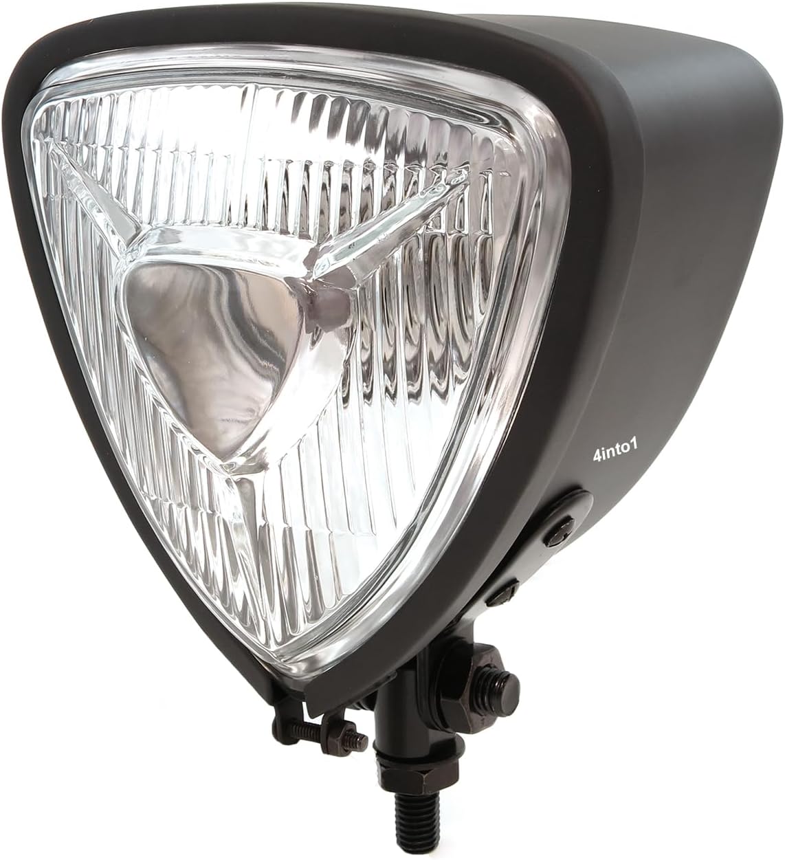 4into1 Triangle Bottom Mount Halogen Motorcycle Headlight – Matte Black w/Clear Lens 4into1 Triangle Bottom Mount Halogen Motorcycle Headlight – Matte Black w/Clear Lens
