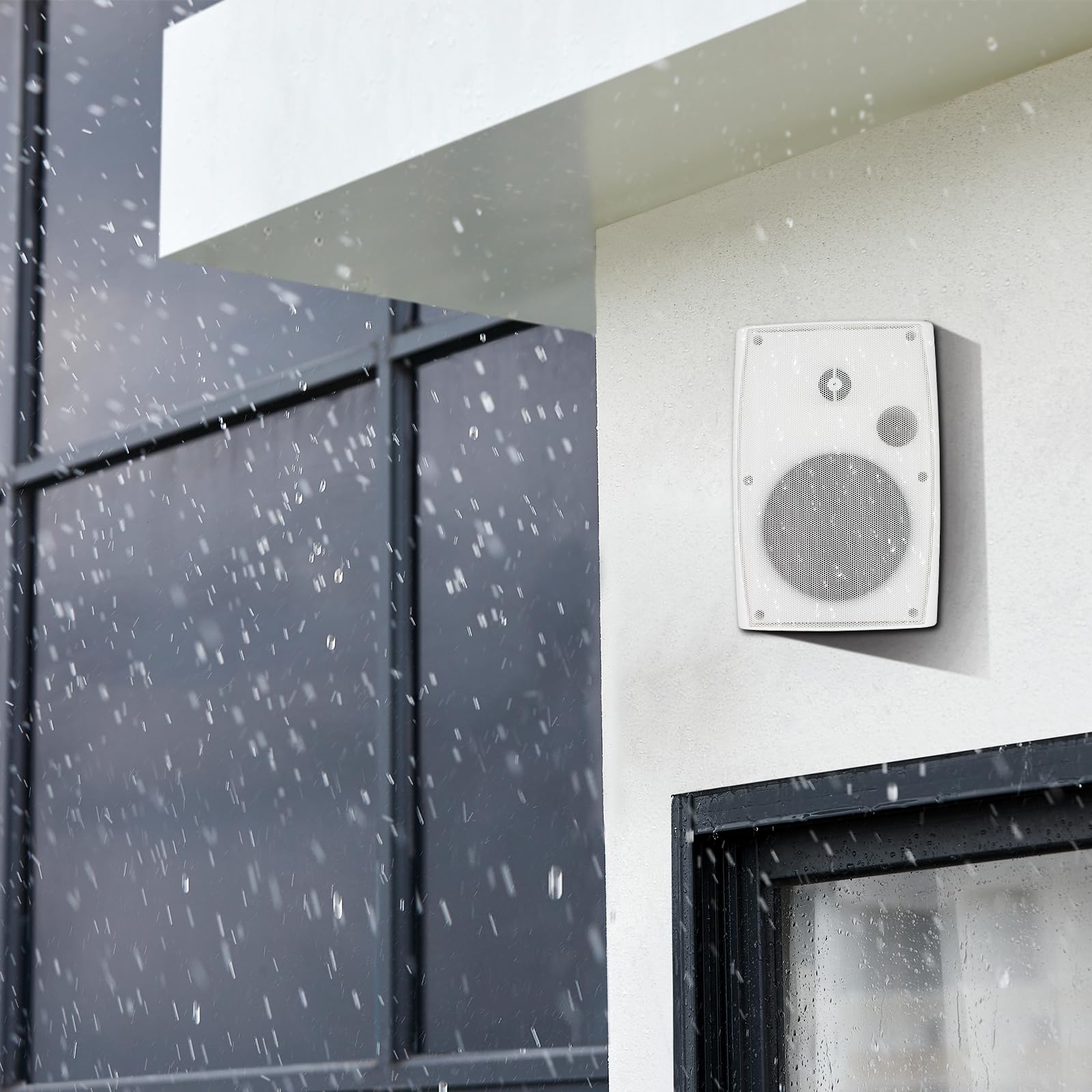 STUDIOFINIX 6,5 Zoll Außenlautsprecher Wandmontage 800W - wasserdichte und leistungsstarke Audiolösung für drinnen/außen, Haus, Terrasse, Garten, Hinterhof (4 Passiv-Lautsprecher Bundle/Weiß)