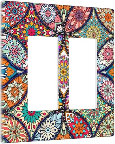 Miniatura 13 de Placa de pared doble basculante de mármol azul, cubierta decorativa de interruptor de luz de 2 cuadras, moderna acuarela degradada, arte de tinta