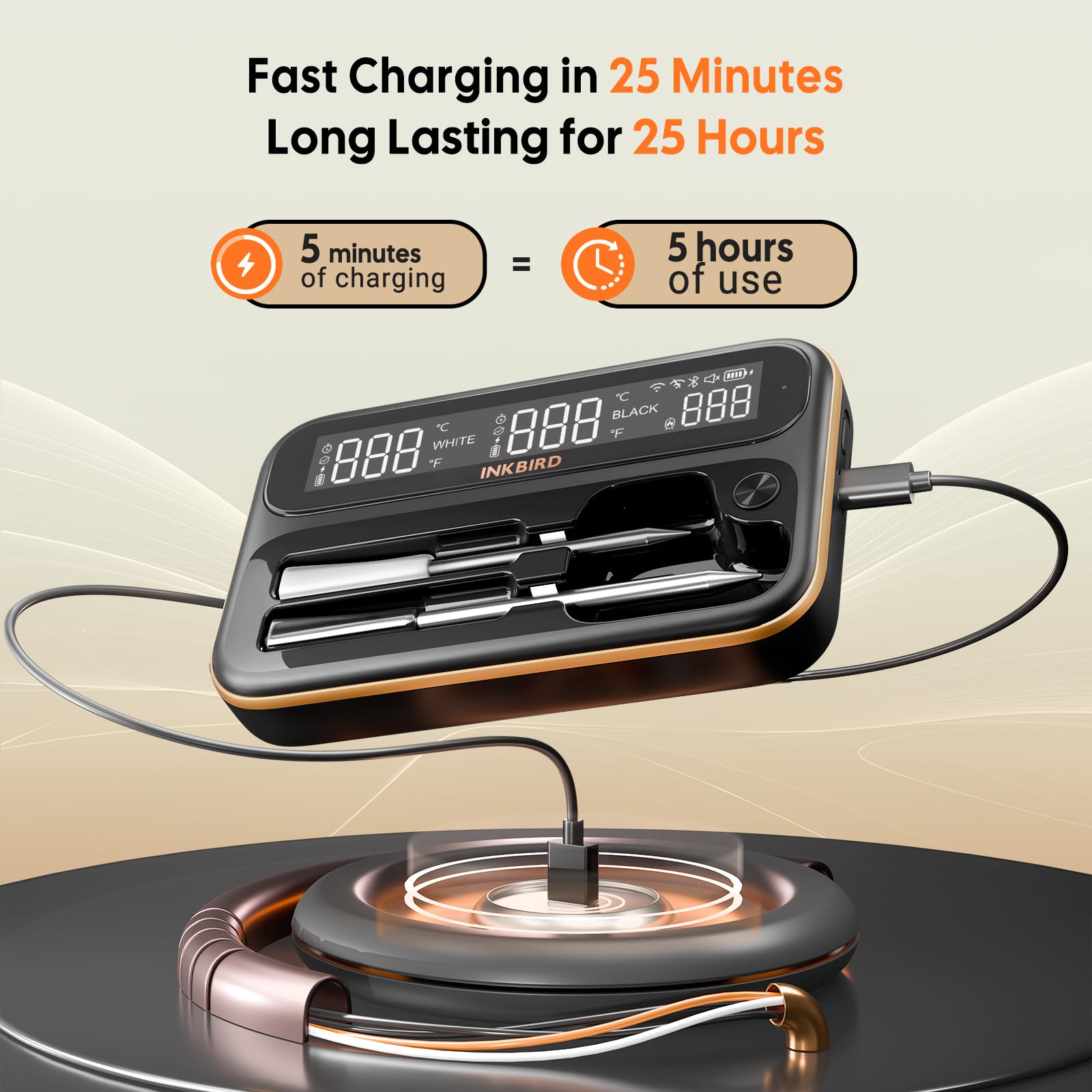 Inkbird Fleischthermometer kabellos 2 Sonden, Grillthermometer Bluetooth | Wi‑Fi 5G & 2.4G, IP67 wasserdicht, ±1°C präzise, Bratenthermometer, Backofenthermometer Thermometer für Grill, Smoker