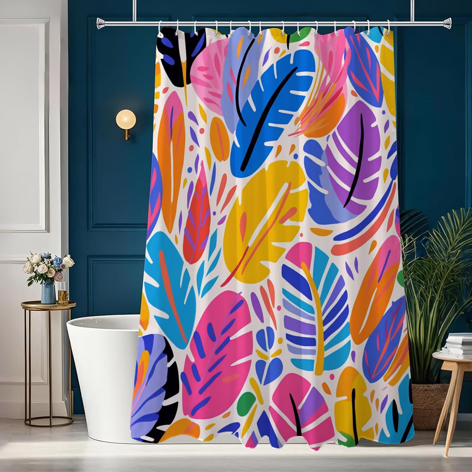 Kolorowa zasłona prysznicowa 300 x 200 cm, wodoodporna, szybkoschnąca tkanina poliestrowa, bardzo długa zasłona prysznicowa z obciążonym dnem i 12 haczykami, nadaje się do prania, zasłony łazienkowe