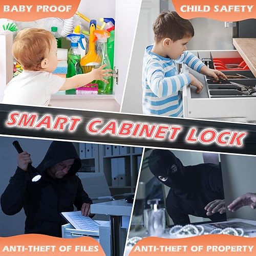 Miniatura 4 de Eseesmart Cerradura inteligente para gabinete, cerradura magnética electrónica digital RFID sin llave Bluetooth seguridad para niños, cerraduras de