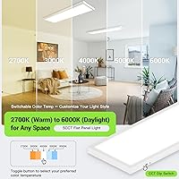 Vista 4 de Luz LED de panel plano de 1 x 4, luz de techo de montaje en superficie, 5CCT 3000K/3800K/4500K/5200K/6000K, 24W/30W/40W 5200LM Triac atenuación