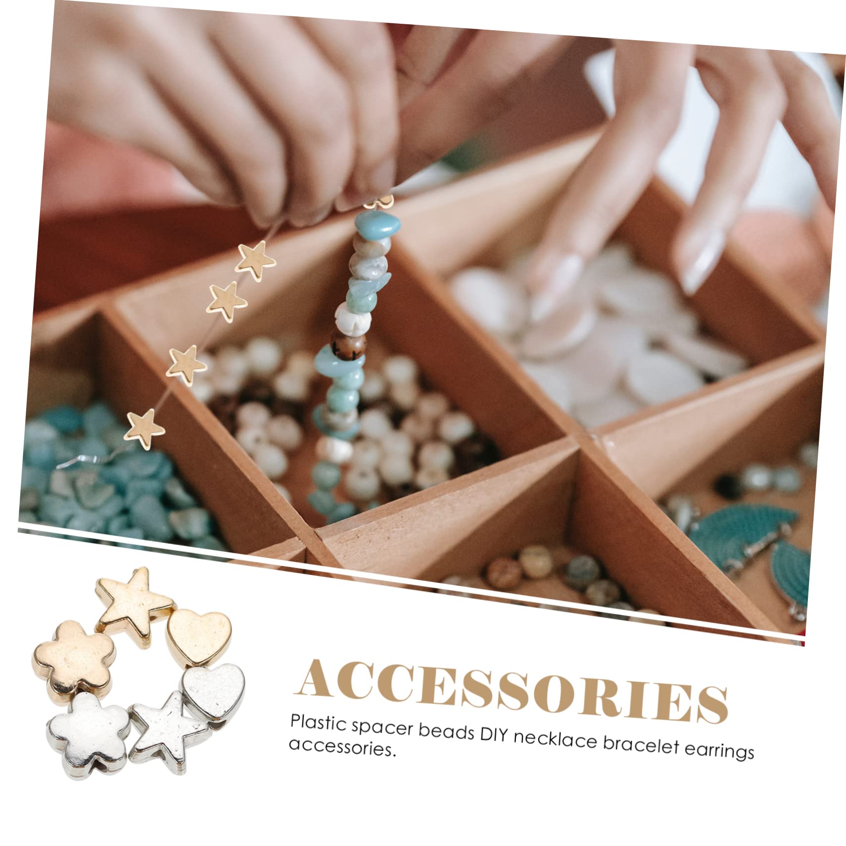 DOITOOL 5 Sätze Diy Schmuck Spacer Perlen Mit Verschiedenen Designs Weiße Sterne Herz Armbänder Und Ohrringe 6 Packungen * 5