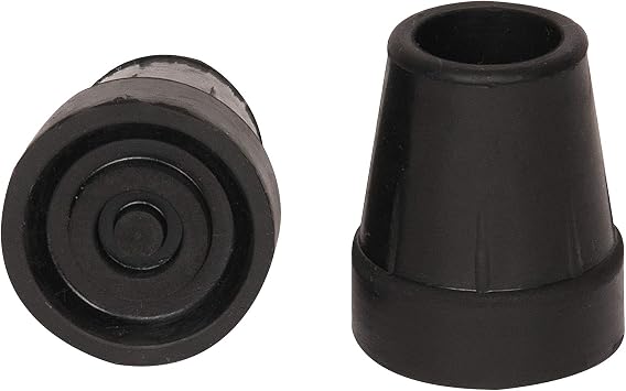 PCP Replacement Cane Tips, 1 inch / 2.5 cm diameter (Black, Two Tips), Black, 1-Inch diameter