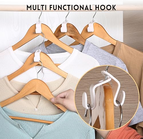 Miniatura 2 de 200 ganchos para colgar ropa, ganchos de conector de ropa, perchas en cascada para ahorrar espacio, organizador de armario, clips para perchas de
