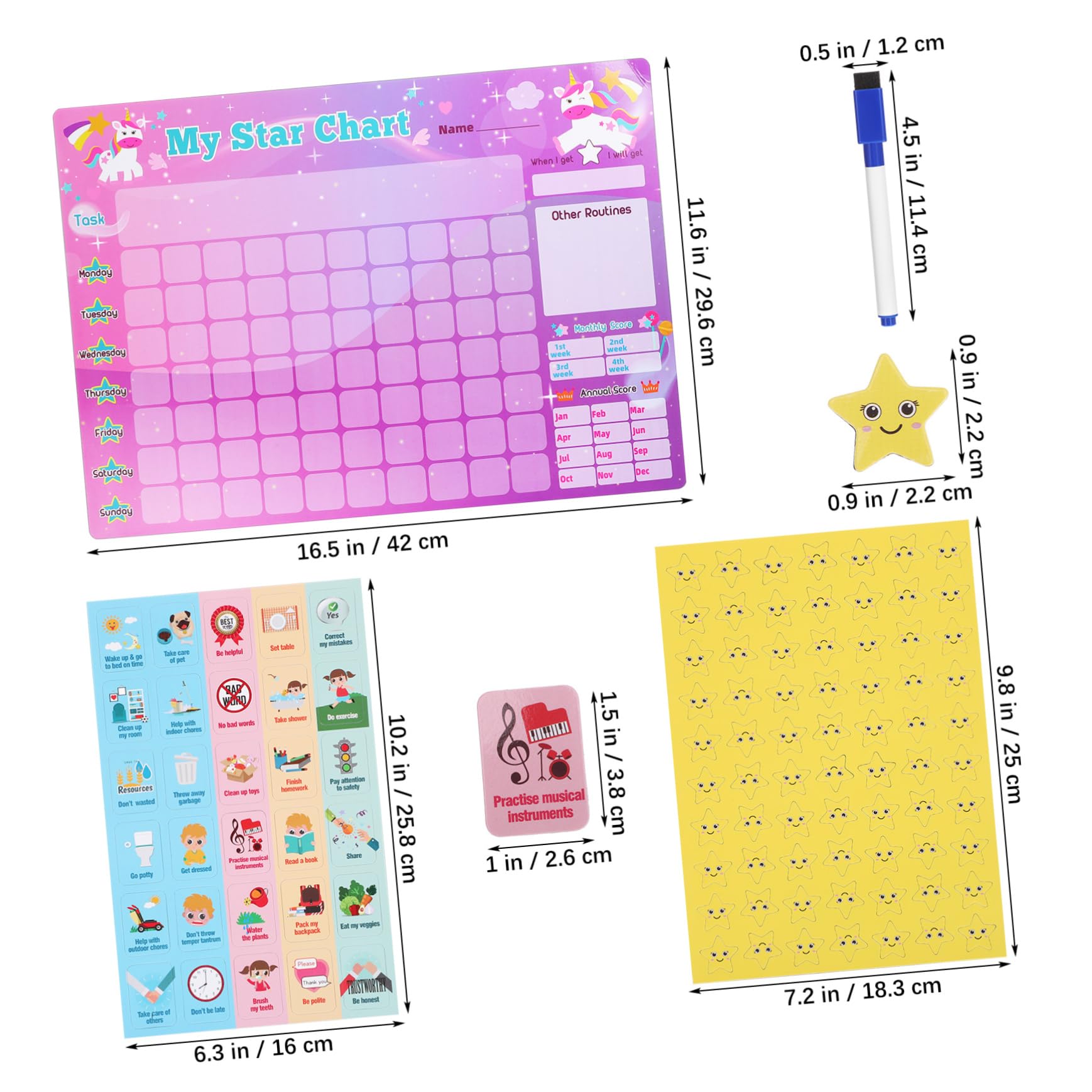 Tabla de Recompensas Magnética 1 Juego Plástico Diseño Adorable