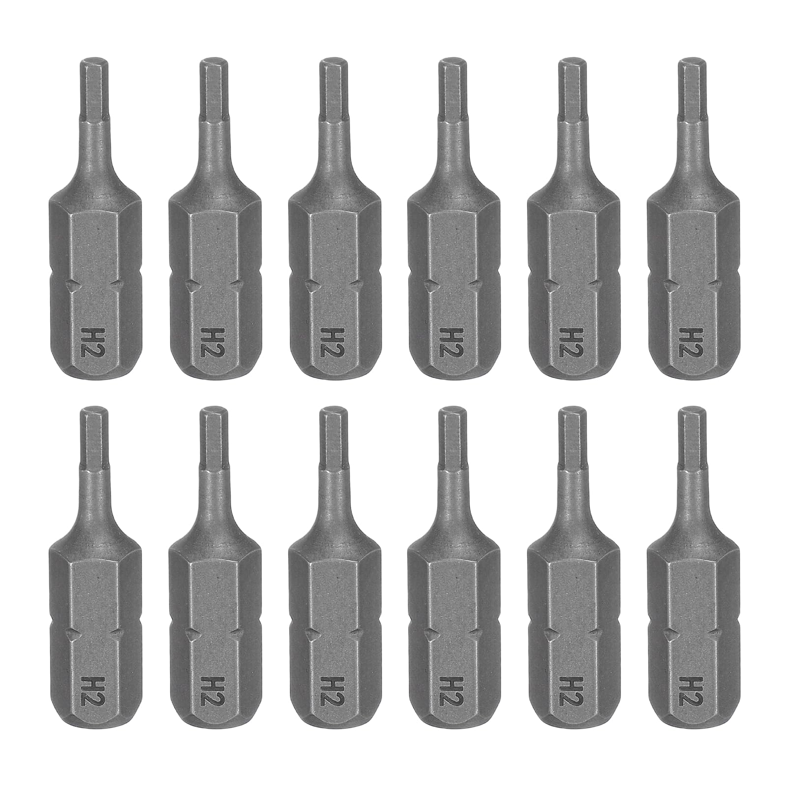 sourcing map 12pcs H2 Hex Screwdriver Bit 1/4" Hex Shank 25mm/1" Length Magnetic Hexagon Head S2 Steel Screw Driver Bit for Precision Repair