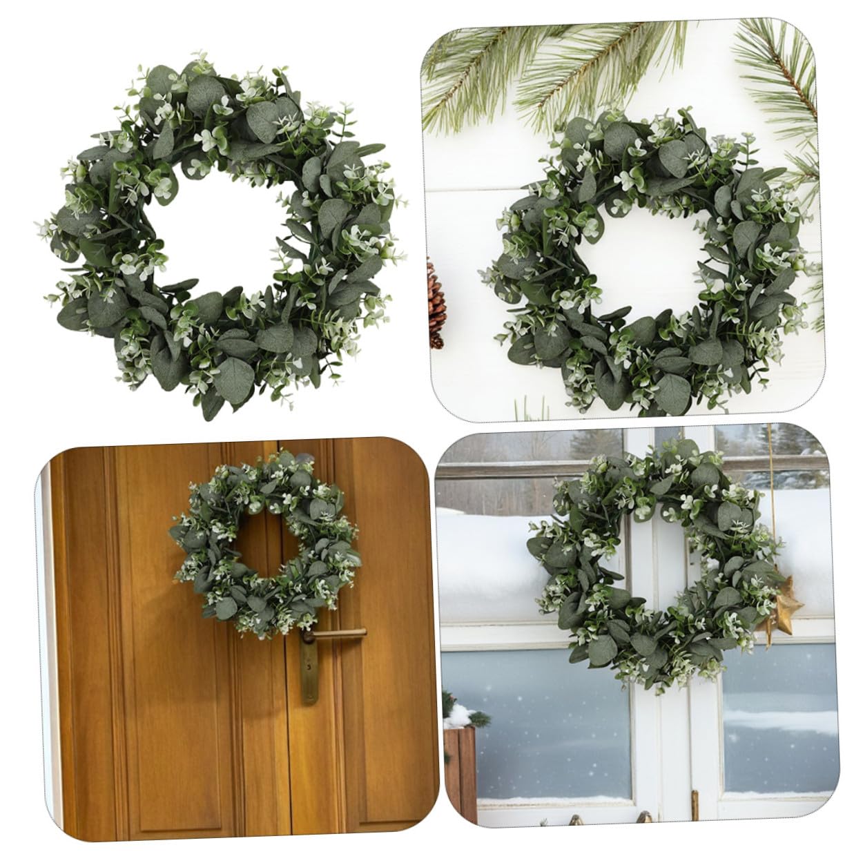 TOYANDONA 2piezas Guirnaldas de Eucalipto para Puerta de Entrada Guirnalda Artificial de Verdes Decoración Colgante de Puerta para Fiestas Navideñas y Hogar