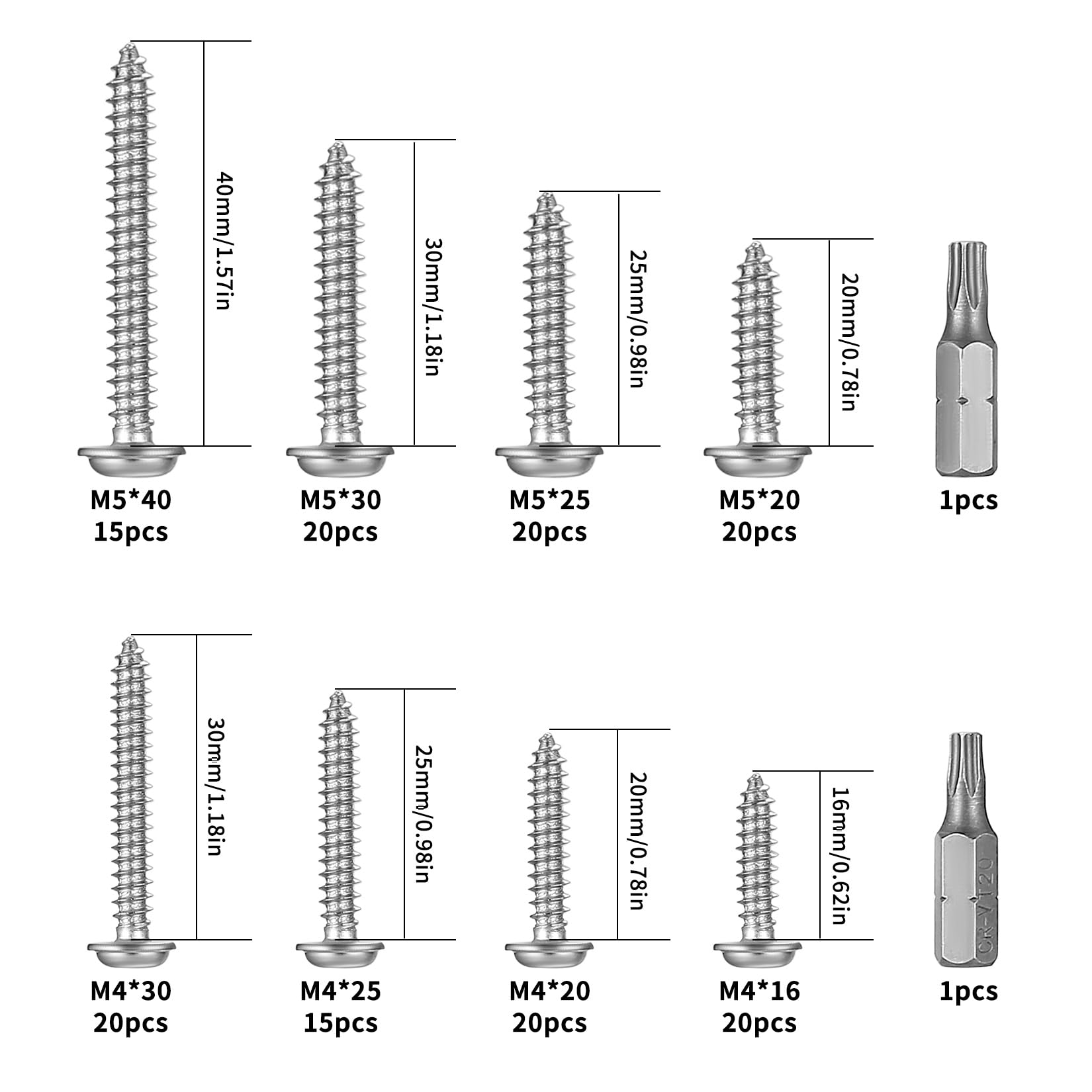150 szt. wkrętów do drewna M4 M5, wkręty do drewna waflowego, Torx, śruby kratownicowe Torx, deski tarasowe, płyta wiórowa do blachy, 150 szt