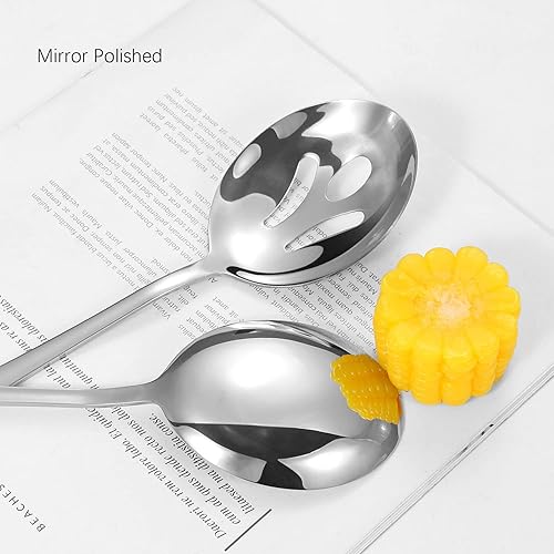 Miniatura 4 de Utensilios para servir de acero inoxidable, juego de 8 piezas con cucharas de servir, tenedor de servir, cucharón de sopa, servidor de lasaña,