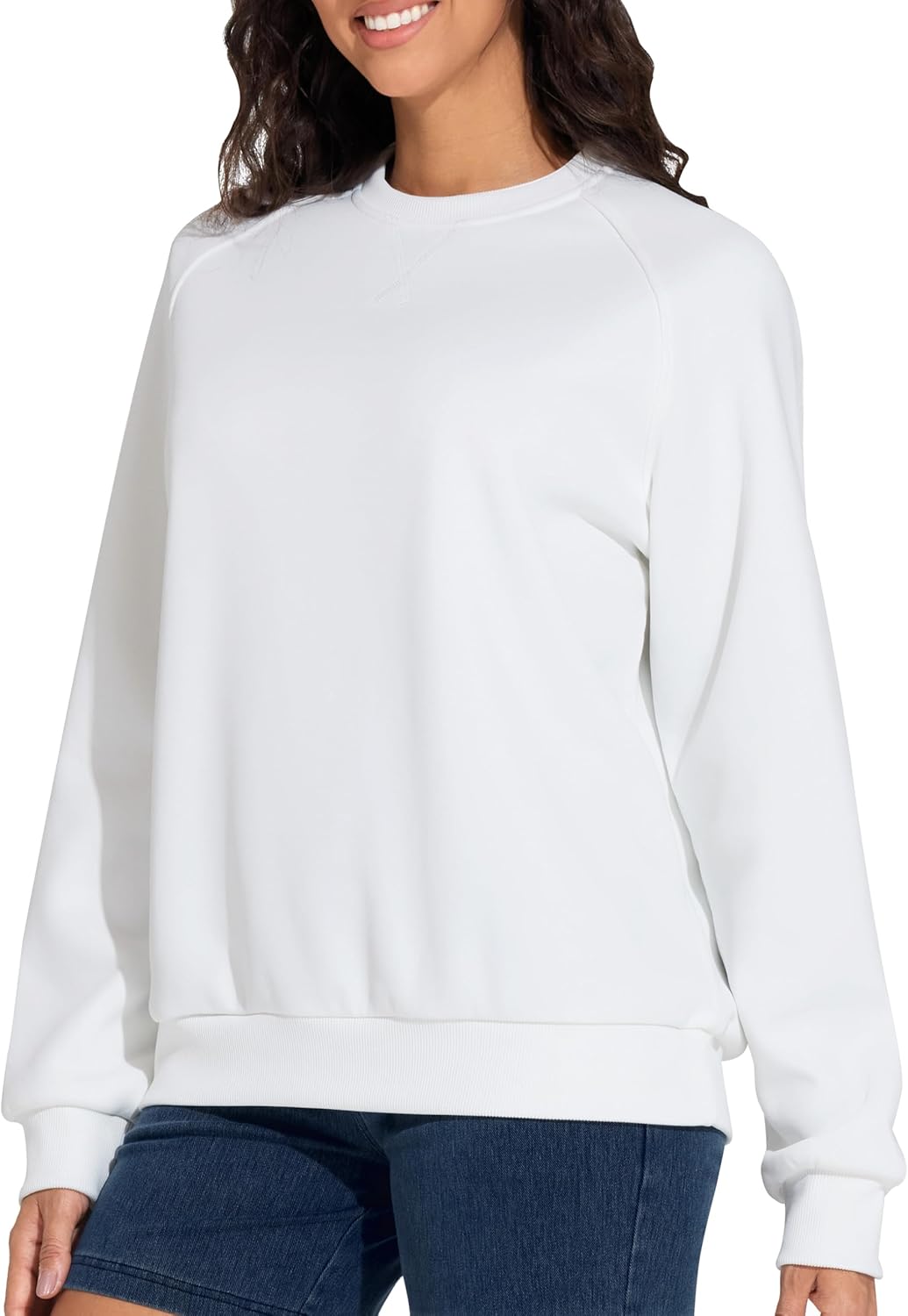 THE GYM PEOPLE Women's Long Sleeves Fleece Sweatshirts Loose Fit Crewneck Workout Casual Pullover Tops