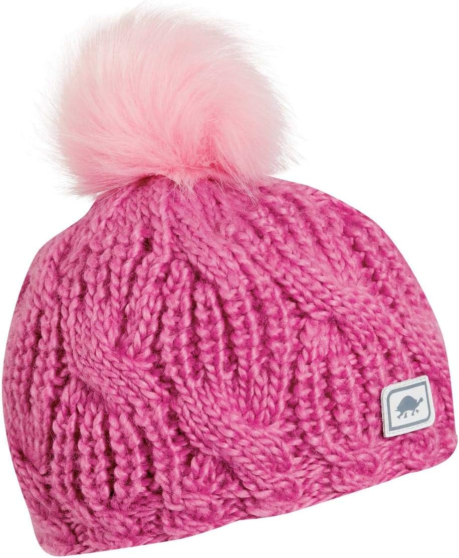 Turtle Fur Youth Girls Amelia Merino Wool Plush Fleece Lined Beanie, Hottie Pink