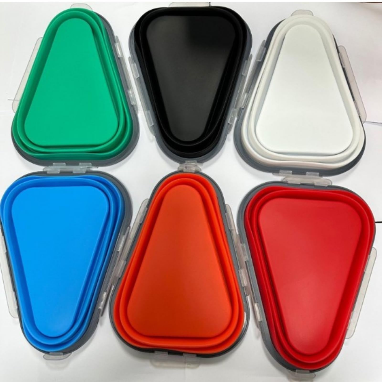 Pizzabox in silicone riutilizzabile pieghevole triangolare 25,2 cm x 19,2 cm x 10 cm