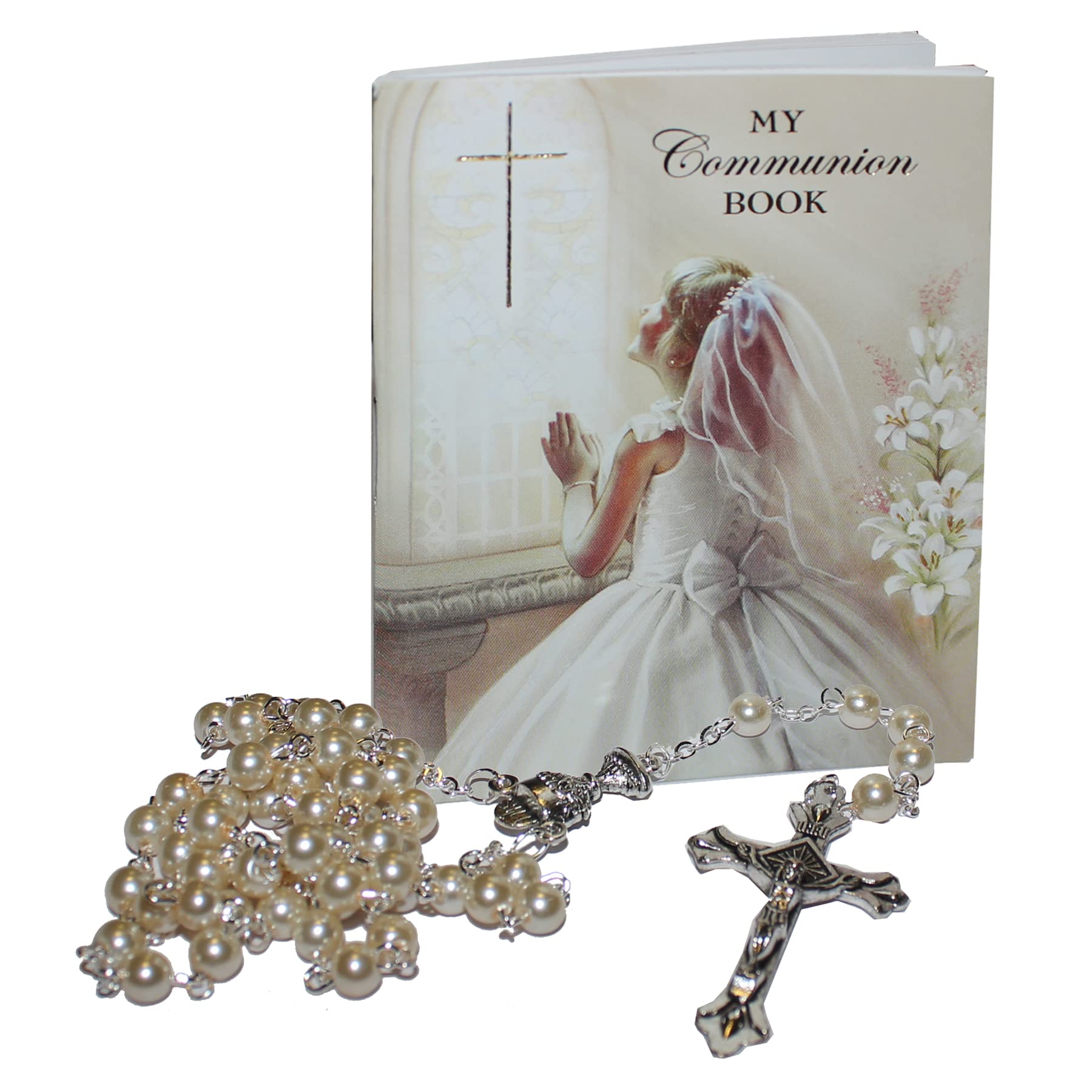 First Holy Communion Gift Set Prayer Book and Rosary - Girl/Cream C6043 0431
