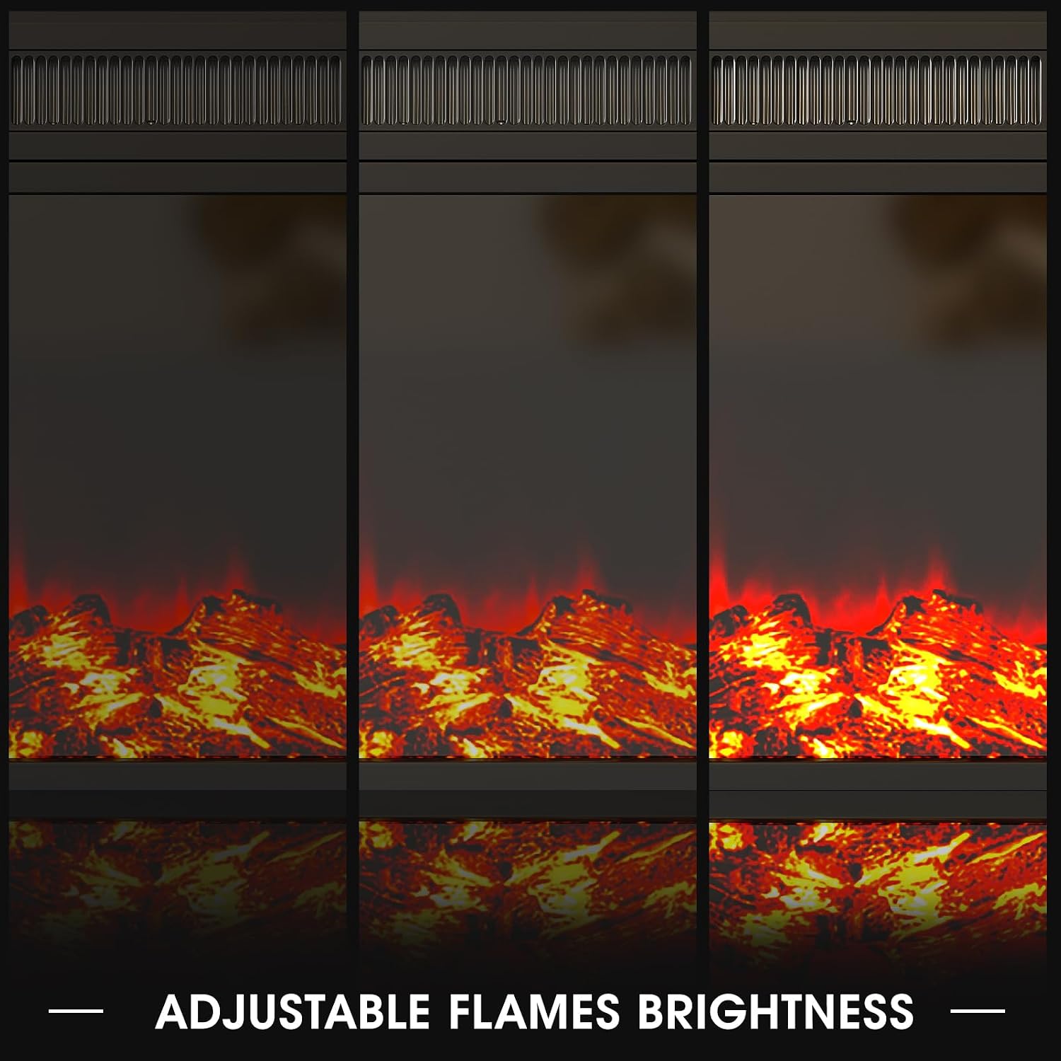 18" Electric Fireplace Insert, Recessed Fireplace Heater with Low Noise, Remote Control with Timer, Touch Screen, Adjustable Flame Brightness, 18.6" L *17.7" H