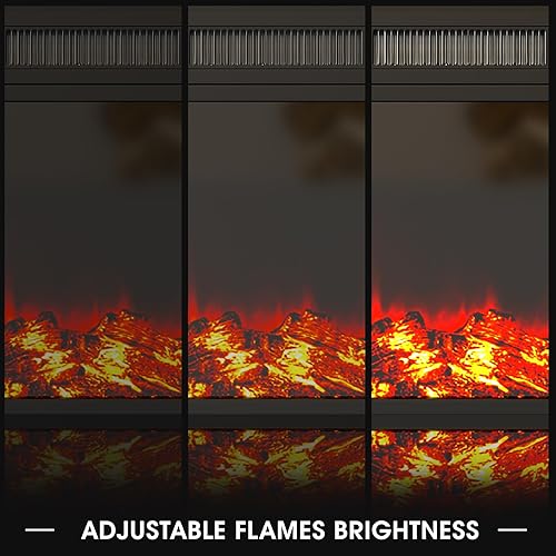 Miniatura 5 de Inserto de chimenea eléctrica de 18 pulgadas, calentador de chimenea empotrado con bajo ruido, control remoto con temporizador, pantalla táctil,