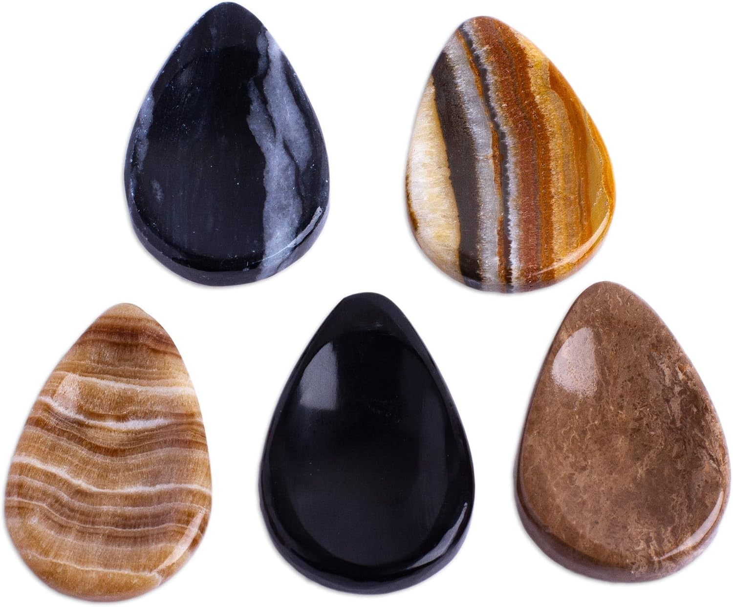 NOVICA Artisan Handmade Stressrelieving Stones Dropshaped Amulets Pair Assorted Mexico Decor Accessories Home Accents [ 2.2in H x 1.4in W x 0.2in D] ' Tranquility Drop' Pair