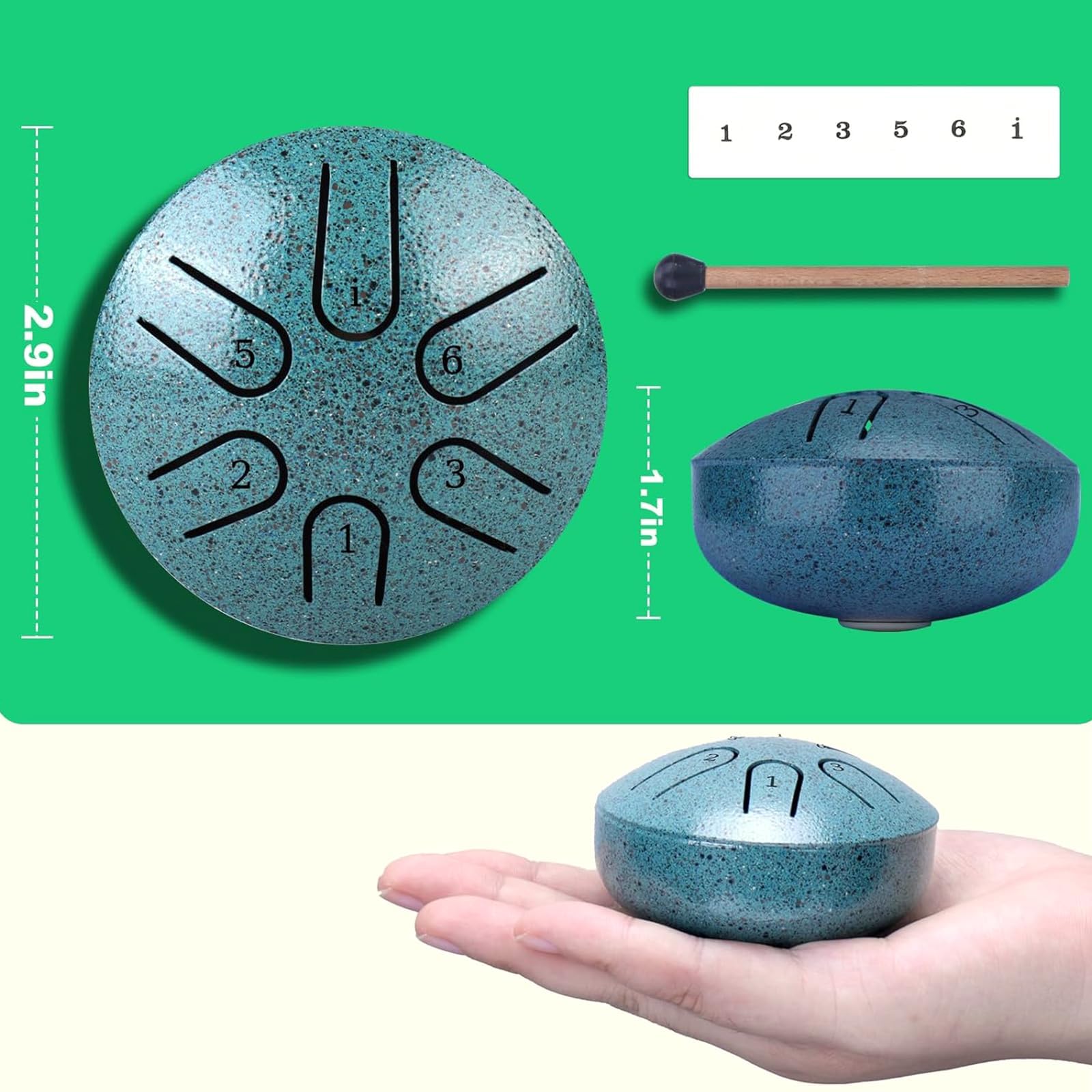 Tamburo antipioggia per giardino esterno, 7,6 cm, 6 note, in acciaio, la risonanza armoniosa dei suoni naturali, sincronizzato con il ritmo della natura, mini strumento a tamburo per pioggia