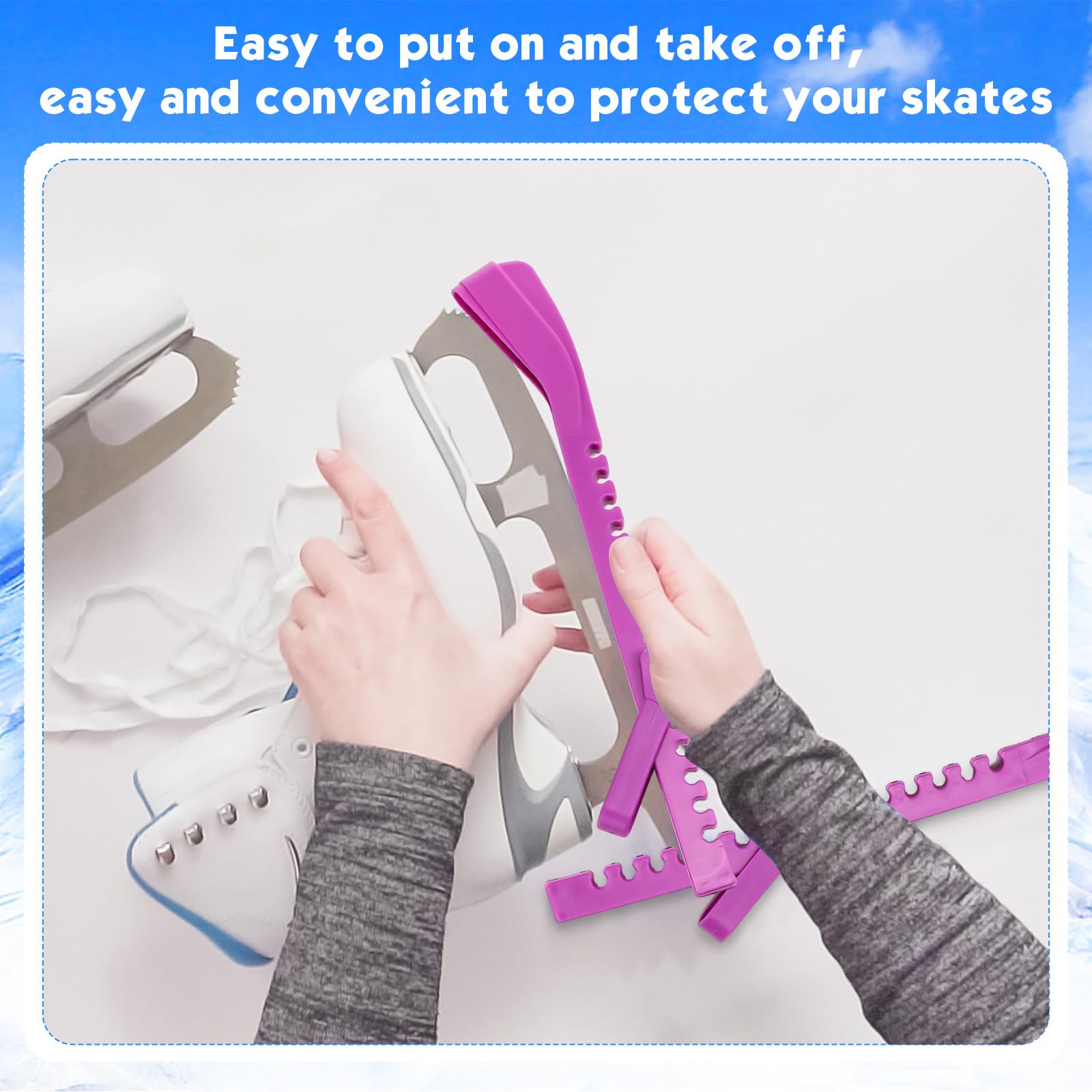 VioraWhite El kit de 4 pares de protectores de patinaje sobre hielo incluye 2 pares de protectores de patinaje sobre hielo y 2 pares de fundas para cuchillas de patinaje, accesorios de patinaje sobre