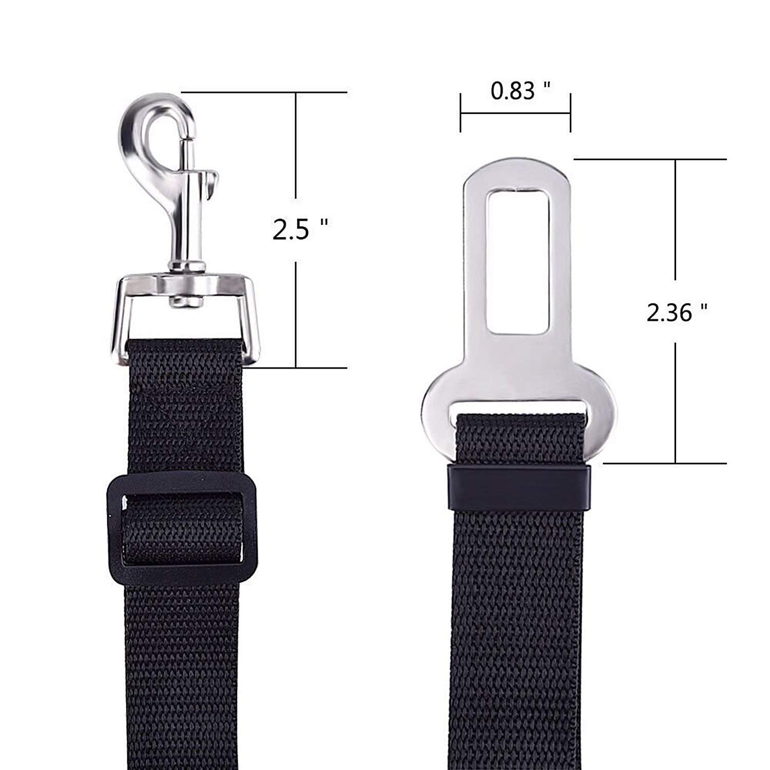 WedDecor Dog and Cat Nylon Seat Belt for Harness, Car, Vehicle Seat, Adjustable Strap with Swivel Buckle Clip, 21 inch