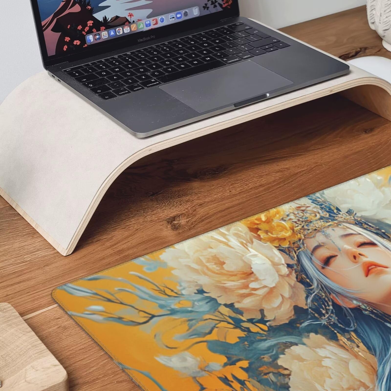 Żółta podkładka pod mysz XXL Beauty mata na biurko 1600 x 800 x 3 mm zmywalna podkładka do gier na laptopa, z antypoślizgową gumową podstawą do gier, PC, pracowników biurowych Y791