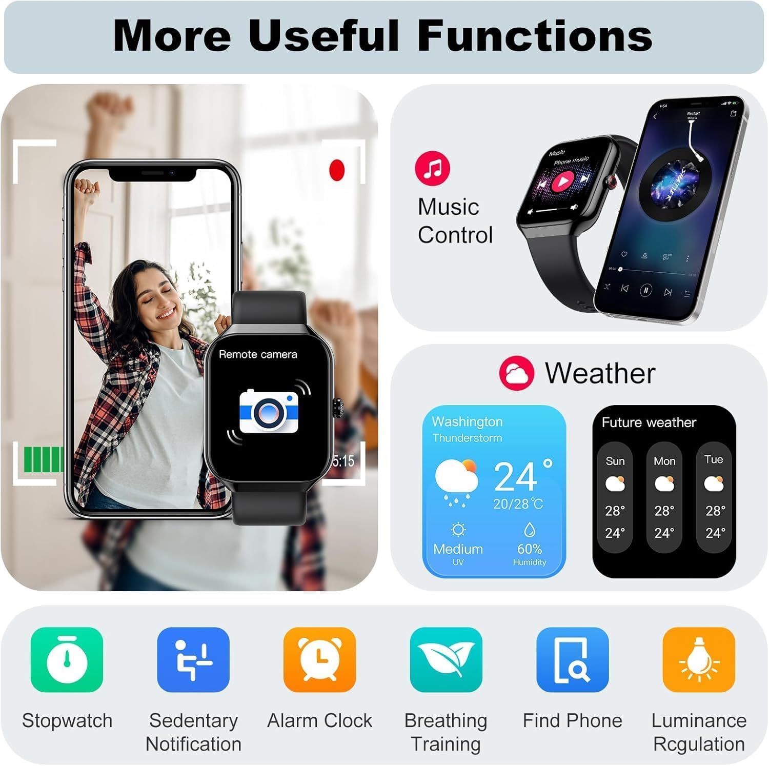 Montre Connectée Homme Femme,1.96" HD Bracelet Connecté avec Appel Bluetooth,Smart Watch Fitnessuhr 100+ Sportifs,Etanche IP68 Montre,Moniteur Sommeil Fréquence Cardiaque Podomètre, pour Android iOS