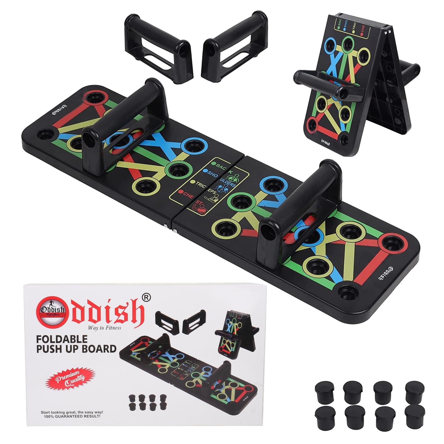 - Foldable Push-Up Board with Color-Coded Training System – Multifunctional Home Workout Equipment for Chest, Shoulders, Back & Triceps – Portable Strength Training Tool for Men & Women