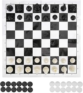 2 in 1 Chess Set Portable Travel Board Games for Kids and Adults with Foldable Design, 25x25cm Size, Perfect for Outdoor and Family Fun