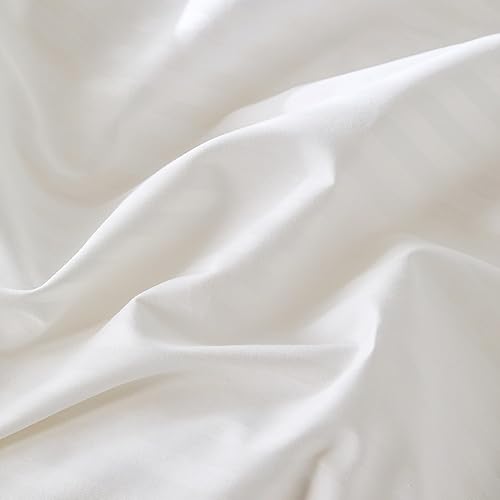 Miniatura 5 de JELLYMONI Juego de funda de edredón de 3 piezas de algodón 100% natural, diseño de rayas satinadas, con cierre de cremallera y lazos en las esquinas