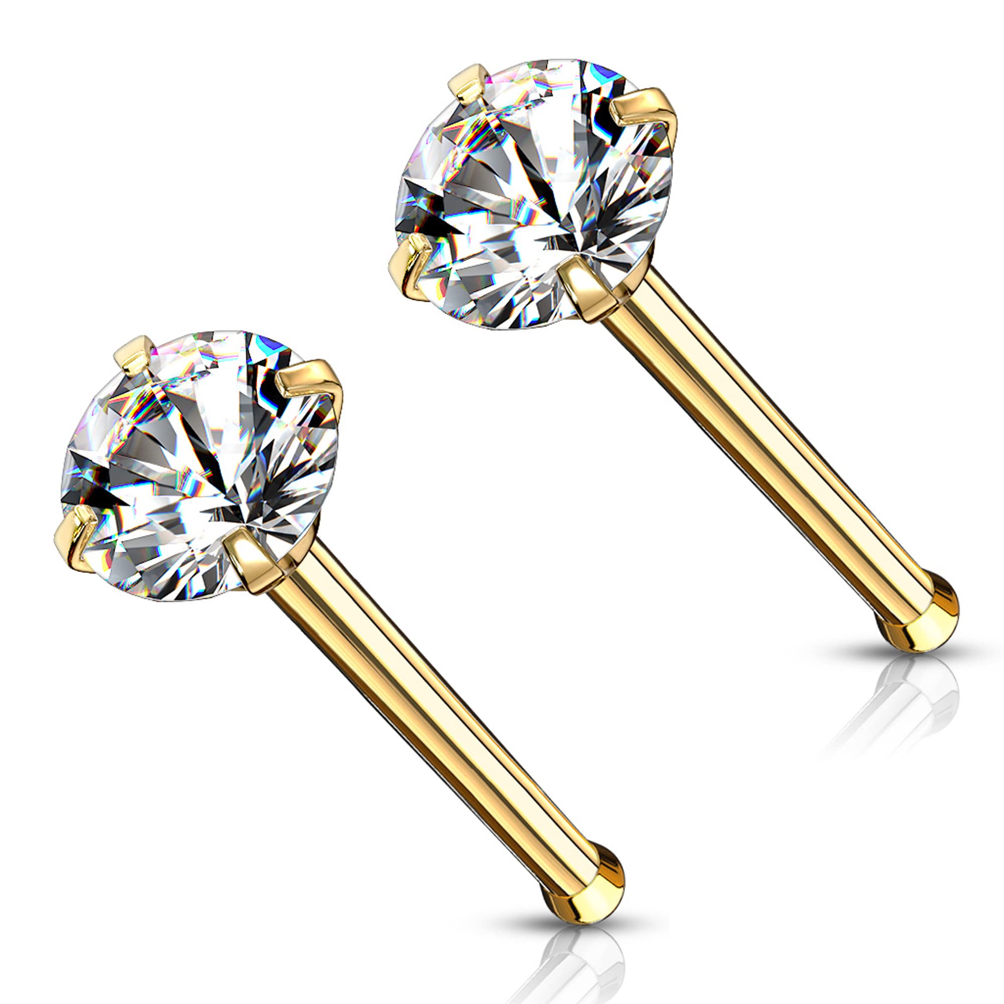 Via Mazzini 316L Stainless Steel Gold Plated No-Tarnish No-Rusting 3mm Prong Set Nose Stud For Women And Girls (NR05015) 1 Pair (B07KN5FDC8) Amazon Price History, Amazon Price Tracker