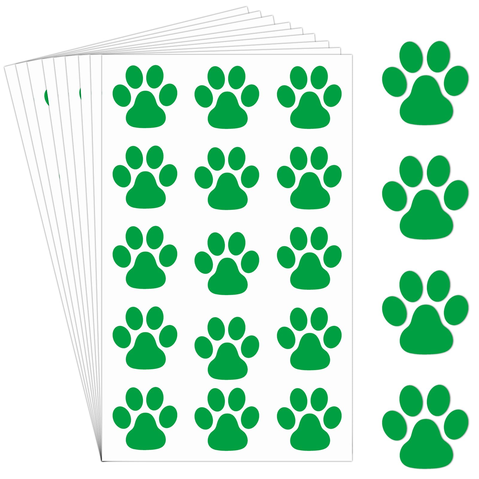 Harloon 20 Sheets 300 Pcs Paw Print Tattoos Temporary Paw Print Face Tattoos Dog Stickers Removable for Cheer Patrol Women Body Arm Foot(Green)