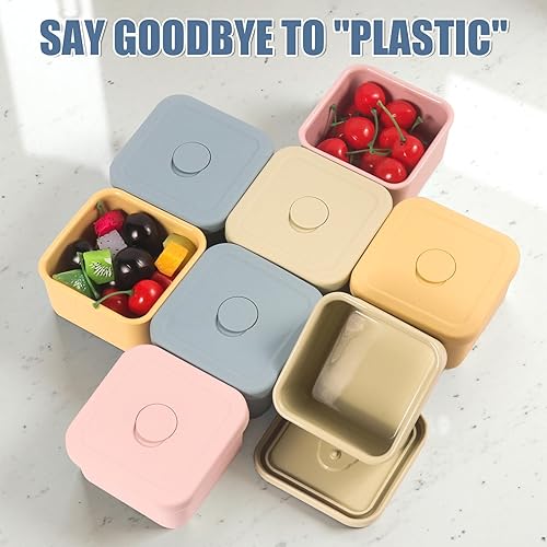 Miniatura 7 de 4 recipientes de silicona de 10 onzas con tapas, recipientes de silicona para almacenamiento de alimentos, contenedor de aperitivos para bebés,